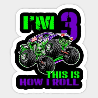 Monster Trucks Are My Jam 3Rd Birthday Boy 3 Years Old Sticker